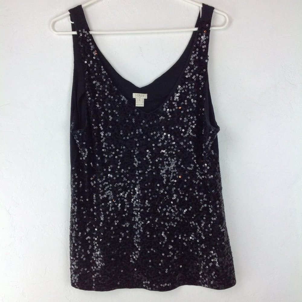 Large Black Sequined J. Crew Tank
